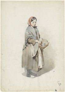 Başörtüsü ve sepet ile duran kadın by Anton Mauve