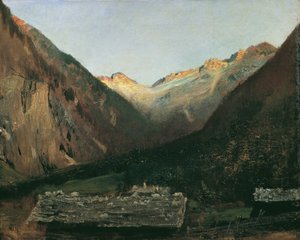 Gastein yakınlarındaki Prossau'da akşam by Anton Romako