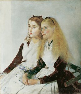 Sanatçının yeğenleri Elisabeth ve Maja by Anton Romako