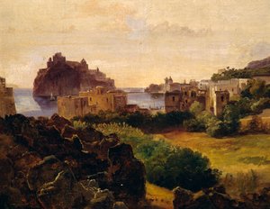 Ischia'nın kale ile görünümü
