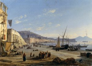 Arka planda Vezüv ile Napoli manzarası