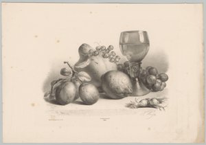 Cam, Erik, limon, üzüm ve fındık ile natürmort Çiçek ve Meyve Çalışmaları (...) 10. bölüm (dizi adı) by Anton Weiss