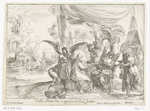 İbrahim üç meleği alır by Anton van der Borcht