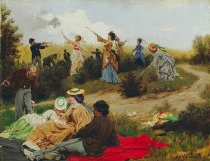 Pazar gezisinde Ringelspiel. 1874
