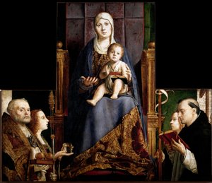 San Cassiano Altarpiece: “” Myra veya Bari Azizleri Nicholas (270-345), Mary Magdalene, Saint Ursula ve Saint Dominika ile çevrili Bakire ve Çocuk”” Antonello da Messina (yaklaşık 1430-1479) 1475- 1476 Viyana Sanat Tarihi Müzesi