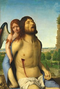 Bir Melek Tarafından Desteklenen Ölü İsa by Antonello da Messina
