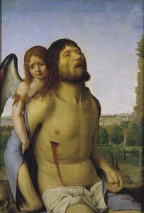 Bir Melek Tarafından Desteklenen Ölü İsa by Antonello da Messina