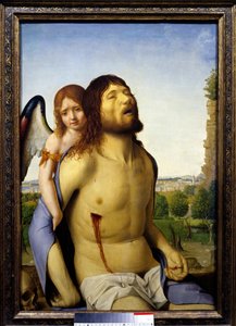 Bir Melek Tarafından Desteklenen Ölü İsa, Antonello da Messina (1430-1479) 1476-1479 Güneş. 0,74x0,51 m Madrid, Prado Müzesi - Bir melek tarafından desteklenen ölü İsa. Antonello da Messina