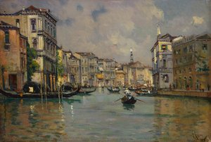 Riva degli Schiavoni, Venedik (tahta üzerine yağlı boya) by Antonia Maria de Reyna Manescau