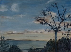 Ditchate Hill, Somerset, 2019 (tuval üzerine yağlı boya) by Antonia Myatt