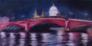 St Paul's, Blackfriars Köprüsü, 2013 (tuval üzerine yağlı boya) by Antonia Myatt