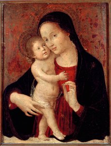 Antonio Aquili dit Antoniazzo Romano tarafından ahşap üzerine Bakire ve Çocuk Boyama (1461-1508 civarında aktif) Güneş. 46x37 Genler, Galleria di Palazzo Bianco by Antoniazzo Romano