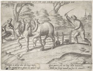 toprağı sürmek Büyüyen tahıl (seri başlığı) by Antonie Wierix (II) (possibly)
