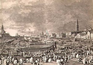 Giovanni Battista Brustolon (1712-96) tarafından oyulmuş, Denizle Evlenmek için Doge