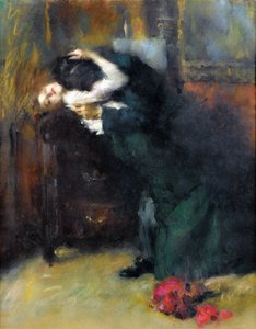 The Kiss by Antonio Ambrogio Alciati (1878-1929), - Kağıt üzerine pastel, 56x44 cm - Özel Koleksiyon