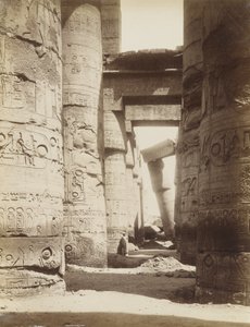 Hipostil Salonunun İçi, Karnak by Antonio Beato