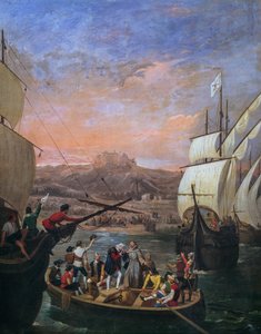 Christopher Columbus'un 1492'de Palos de la Frontera'dan ayrılışı, Antonio Cabral Bejarano'nun tablosu (1798-1861), Detay