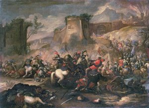 Haçlılar ve Türkler arasında süvari çatışmaları by Antonio Calza