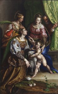 Aziz Joseph, Aziz Catherine ve Aziz Agnes ile Madonna ve Çocuk, c.1570 (tuval üzerine yağlı boya)