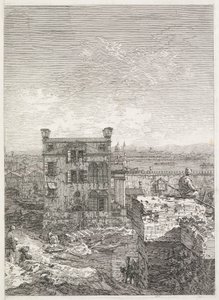 Manzaralar: Altı Sütunla Çevrili Bir Ev, 1735-1746. by Giovanni Antonio Canal