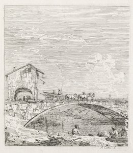 Görüntüler: Köprüden Geçen Bir Vagon, 1735-1746. by Giovanni Antonio Canal