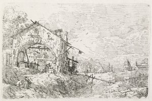 Görüntüler: Kemer Altında Su Çeken Bir Kadın, 1735-1746. by Giovanni Antonio Canal