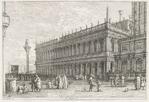 Manzara: Kütüphane, Venedik, 1735-1746. by Giovanni Antonio Canal