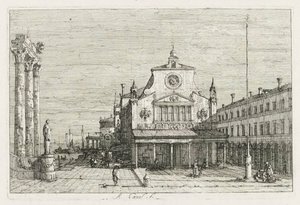 Manzara: Deniz Kıyısında Üç Sütun ve Bir Heykel by Antonio Canaletto