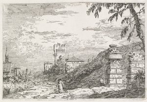 Manzara: İki Yıkık Sütun by Antonio Canaletto