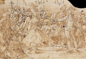 "" Menuet "" - Oeuvre de Antonio Casanovas Torrents (1752-1796) Minuet Kalem, kağıt üzerinde kahverengi Hint mürekkebi c. 1780 Katalonya Ulusal Sanat Müzesi, Barselona 20.9x30 by Antonio Casanovas i Torrents