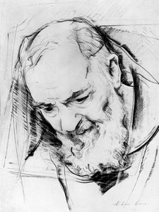 Padre Pio Anıtı için Çalışma, 1979-80 (kağıt üzerinde kömür)