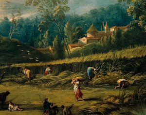 Hasat, detay, Yaz, Antonio Diziani (1737-1797), resim.