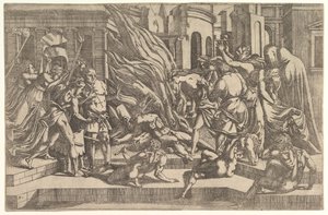 Bir cesedin yakılması, ca. 1543. by Antonio Fantuzzi