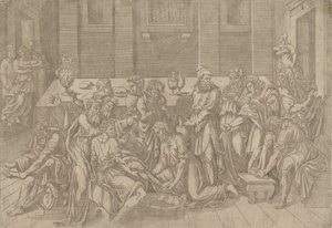 İsa Havarilerin Ayaklarını Yıkamak, 1540-45. by Antonio Fantuzzi