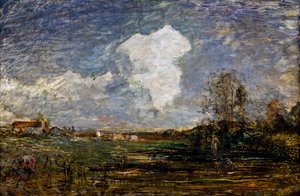 A study for The clouds, by Antonio Fontanesi (1818-1882), oil on cardboard, 52x75 cm. Italy by Antonio Fontanesi