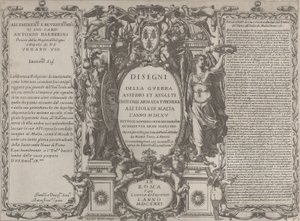 Türk ordusunun adadaki savaş, kuşatma ve taarruzunun çizimleri için cephe yazısı..., 1631. by Antonio Francesco Lucini