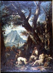 Hermits ile Kırsal, c.1700-10 (tuval üzerine yağlı boya) by Antonio Francesco Peruzzini
