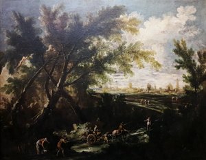 Bir su taşıyıcı ile manzara. by Antonio Francesco Peruzzini