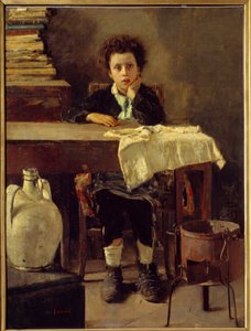 Küçük okul çocuğu ya da zavallı okul çocuğu Tablosu Antonio Mancini (1852-1930) 19. yüzyıl Güneşi. 1,3x0,97 m Paris, Musee d