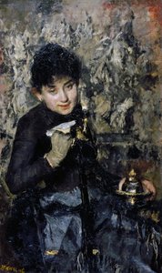 Hoklu kadın, yaklaşık 1875, Antonio Mancini (1852-1930), tuval üzerine yağlı boya