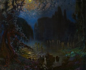 Perilerin Yıkanması - Munoz Degrain, Antonio (1840-1924) - c. 1915 - Tuval üzerine yağlı boya - 76,5x93,5 - Museo Carmen Thyssen, Malaga