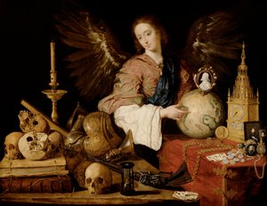 ""Alegorie de la Vanite"" (""Kibir Alegori"") Bâtıla ve sönmüş bir mum detayı - Resim Antonio de Pereda y Salgado (1611-1678) 1634 Dim 139.5x174 cm Viyana, Sanat Tarihi Müzesi