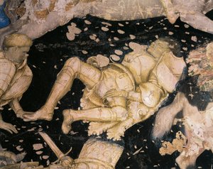 Chivalresque konusu, Louvezerp Turnuvası-Savaşından detay, Antonio Pisanello (1395-1455), fresk. Mantua