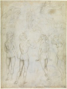 Çıplak Bir Kadının Dört Çalışması, Bir Müjde ve Yüzen Bir Kadının İki Çalışması, c.1425 by Antonio Pisanello