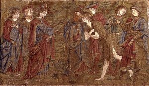 Vaftizci Yahya ile Mesih Arasındaki Buluşma, azizin hayatından sahneleri betimleyen goblen (tekstil) by Antonio Pollaiuolo