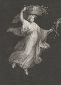 Başında büyük bir sepet taşıyan ve cebinde bir asa tutan bir bacchante..., ca. 1795-ca. 1820. by Antonio Ricciani