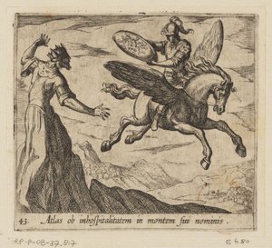 Atlas een berg veranderd Atlas, adının misafirperver olmayan dağından dolayı (nesne üzerindeki başlık) Metamorfozlar veya dönüşümler (dizi başlığı) Metamorfozlar van Ovidius (dizi başlığı) by Antonio Tempesta