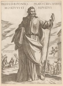 Heilige Jakobus de Mindere hakkında Pontius Pilate altında acı çekti, çarmıha gerildi, öldü ve gömüldü (nesne üzerindeki başlık) Christ, Mary en de apostelen (dizi adı) by Antonio Tempesta