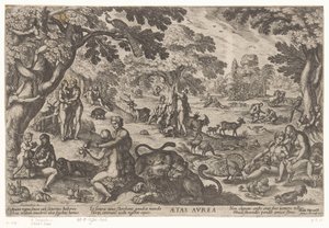 altın Çağ Aetas aurea (nesne üzerindeki başlık) Dünyanın Dört Çağı (dizi adı) by Antonio Tempesta