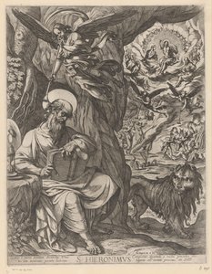 Aziz Jerome, Son Yargıyı Düşünürken Vahşi Doğada S. Hieronimus (nesne üzerindeki başlık) by Antonio Tempesta